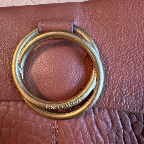 Vince Camuto Livy Crossbody Warm Caramel Handbag Purse 9" x 9 1/2" x 2" - Picture 3 of 8